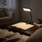 Lampe de lecture à pince noire rechargeable, utilisable branchée