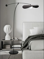 Lampadaire arc noir à abat-jour ondulé en forme de chapeau, 183 cm