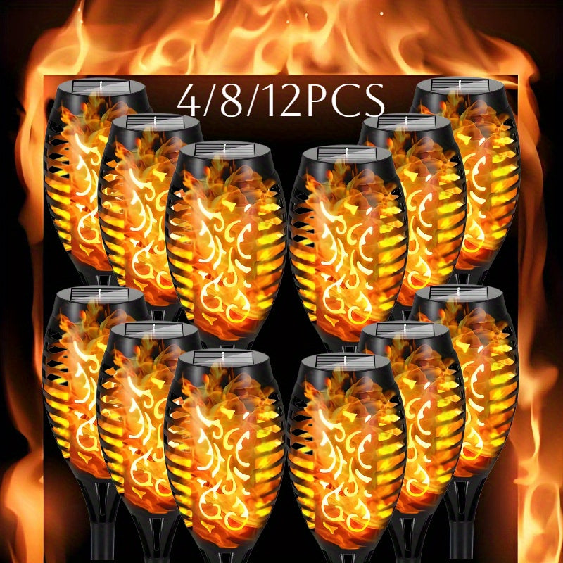 Torche solaire tiki à flamme et arabesques ajourées, 49,5 cm