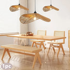 Suspension chapeau en rotin tressé ondulé, Ø 50 cm, style wabi-sabi