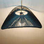 Abat-jour chapeau ondulé en cordelette noire, Ø 41,5 x H 12 cm