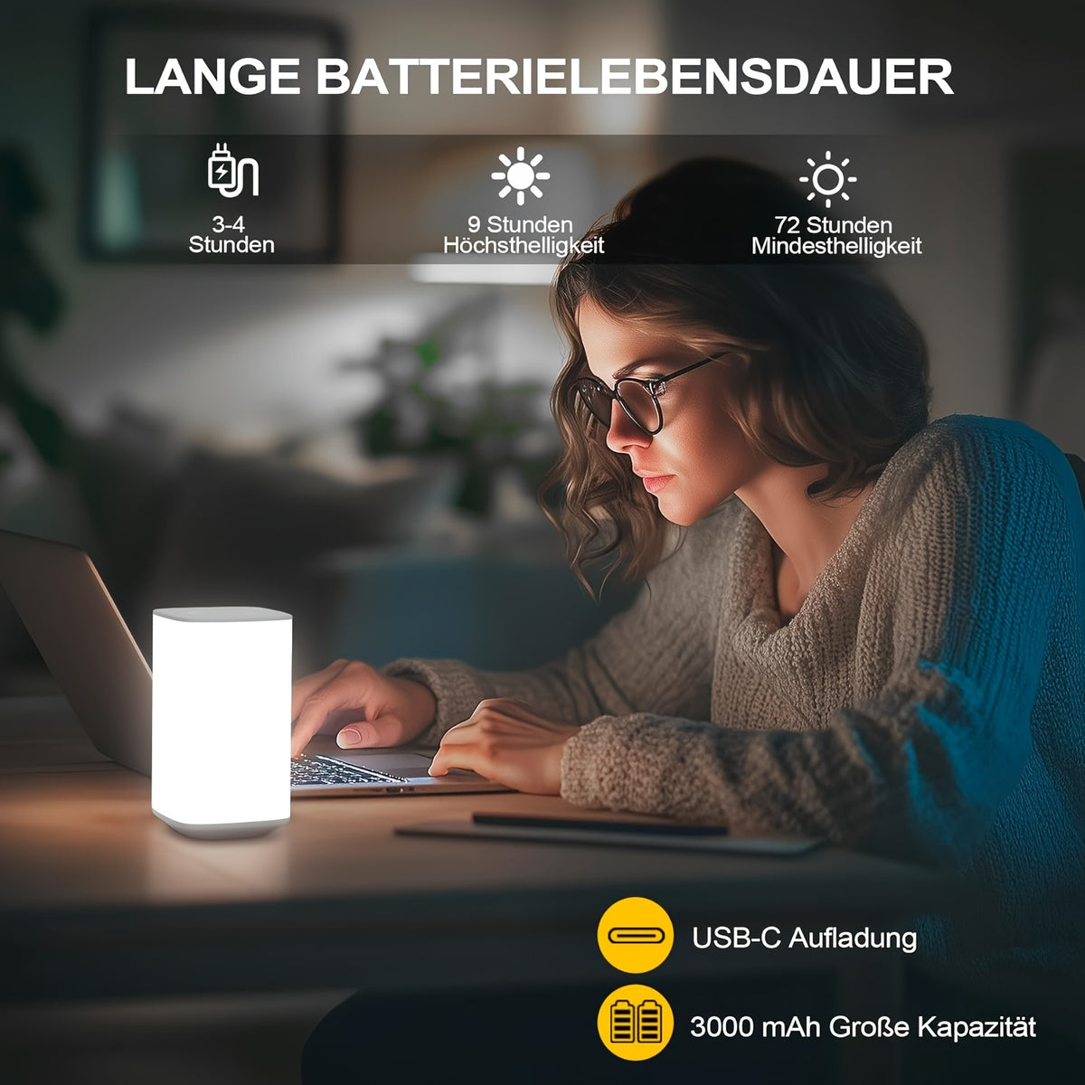 Veilleuse carrée RVB tactile avec télécommande et minuterie