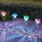Lampe solaire diamant sur tige courbée, lot de 4 pour allée