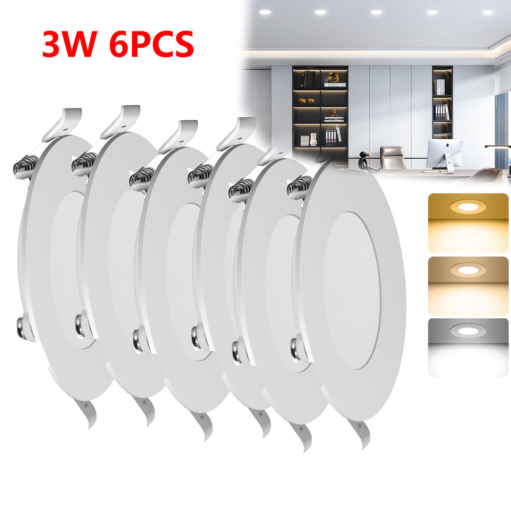 Spot LED encastrable extra-plat 3 W, découpe 7 cm, lot de 6