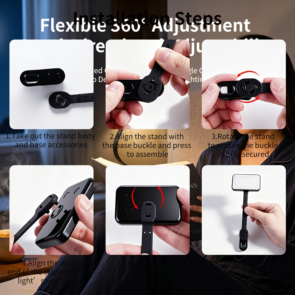 Lampe de lecture à pince noire modulable, tête amovible et bras