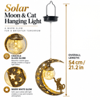 Suspension solaire croissant de lune et chat, globe craquelé doré