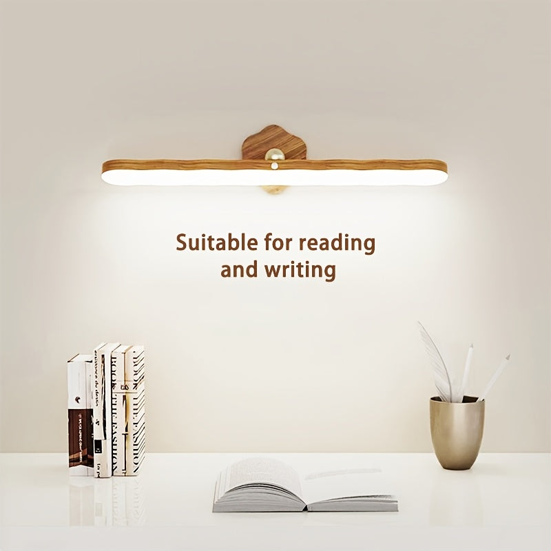 Applique murale LED barre rotative effet bois, tactile et sans fil