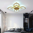 Plafonnier LED à 4 feuilles scintillantes, doré, blanc ou noir