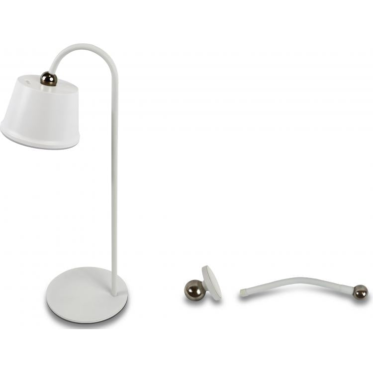 Lampe de table sans fil blanche à tête aimantée et col de cygne