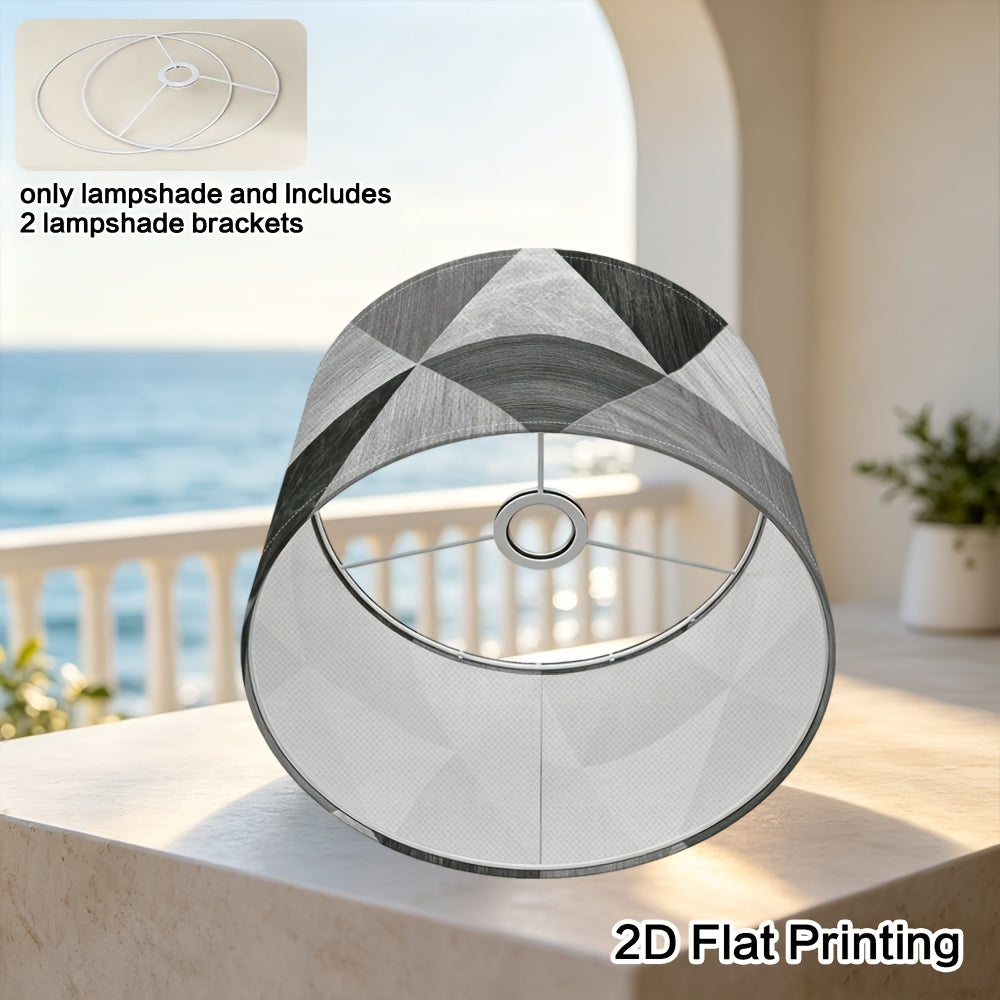 Abat-jour tambour triangles géométriques gris effet bois, Ø 33 cm