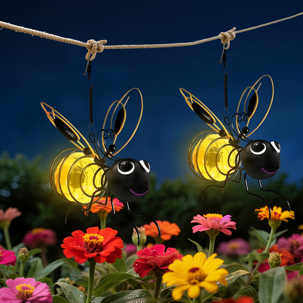 Suspension solaire abeille à crochet ressort, jaune et noire, IP44