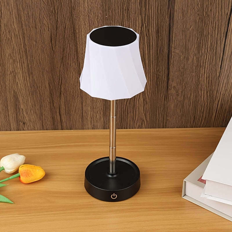 Lampe de chevet télescopique sans fil, abat-jour facetté torsadé