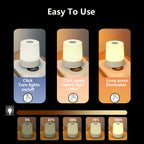 Petite lampe de chevet tactile rechargeable, cylindre de 10,5 cm