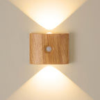 Applique murale LED à détecteur rectangulaire, effet bois ou pierre