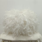 Grand abat-jour en plumes blanches pour suspension, Ø 50 x H 30 cm