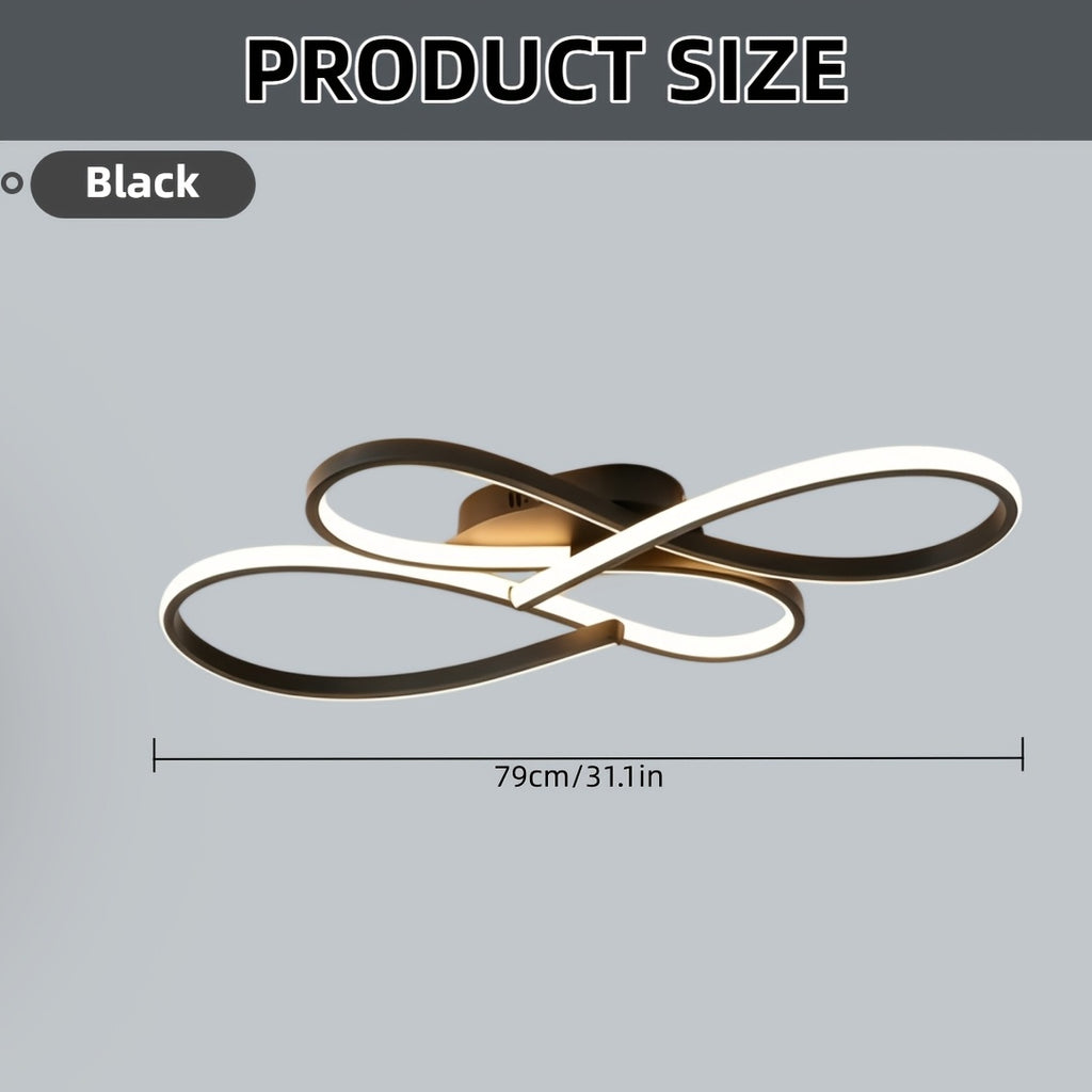 Plafonnier LED en double huit, 79 cm, noir, argenté ou doré