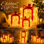 Lampe décorative de Noël, lot de 3 paquets cadeaux lumineux 60 LED