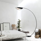 Lampadaire arc noir à abat-jour feuille, 200 cm, douille E27