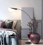 Lampadaire arc noir à abat-jour feuille, 200 cm, douille E27