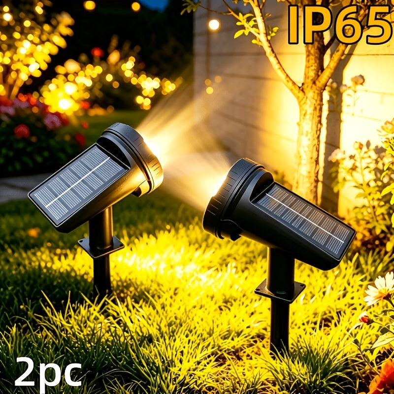 Spot solaire orientable à piquet ou mural, IP65, blanc chaud, lot de 2