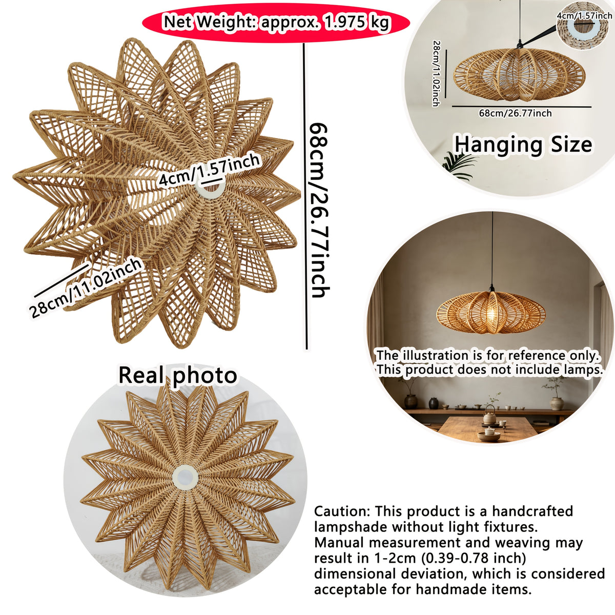 Abat-jour de lampe pendante de style campagne française