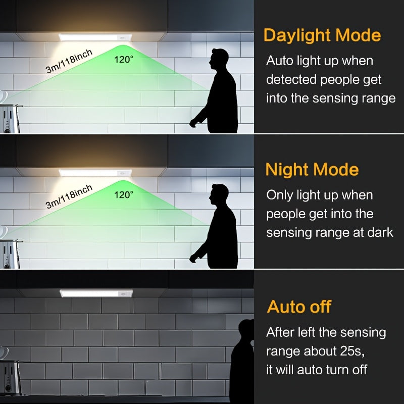 Réglette LED sans fil en aluminium à détecteur, 10 à 50 cm