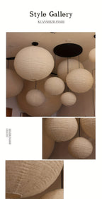 Abat-jour boule en toile de ramie pour suspension, Ø 30 à 50 cm
