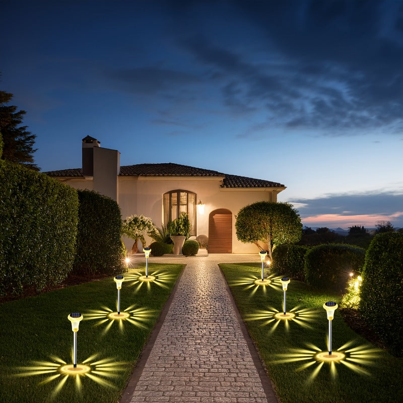 Lampe solaire de jardin à tête de cristal facetté, lumière blanche