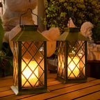 Lanterne solaire vintage cuivrée ou noire à flamme LED, 33,9 cm