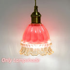 Petite tulipe en verre rose à jupe ondulée pour applique, Ø 12,7 cm