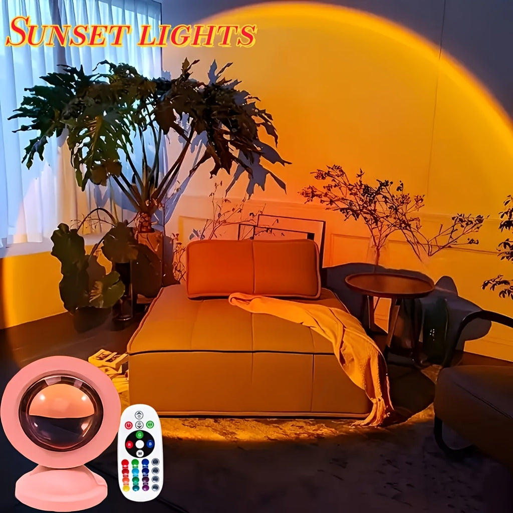 Mini lampe coucher de soleil 9 cm à télécommande, noire ou rose