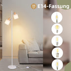 Lampadaire blanc à deux spots en tissu orientables, E14, 145 cm