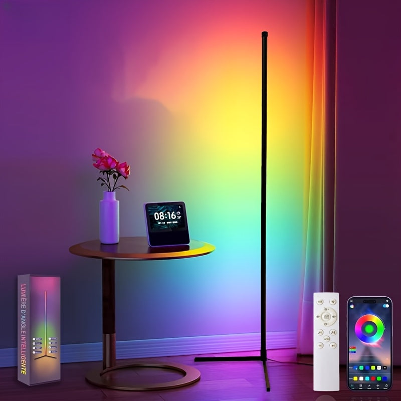 Lampadaire LED RVB 155 cm en aluminium sur trépied, appli