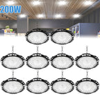 Plafonnier LED industriel rond 200 W, Ø 24 cm, lot de 10