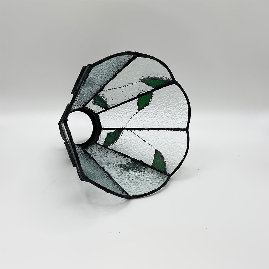 Verre de remplacement façon vitrail à feuilles vertes, Ø 14,5 cm