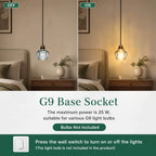 Mini suspension en verre facetté, culot G9, câble réglable 113 cm