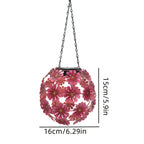 Suspension solaire extérieure boule de fleurs roses et rouges