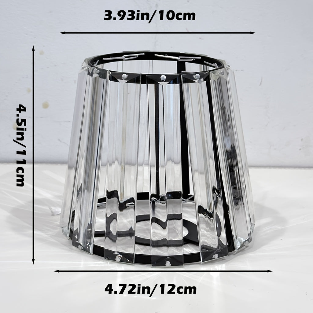 Petit abat-jour en prismes de cristal sur armature noire, Ø 12 cm