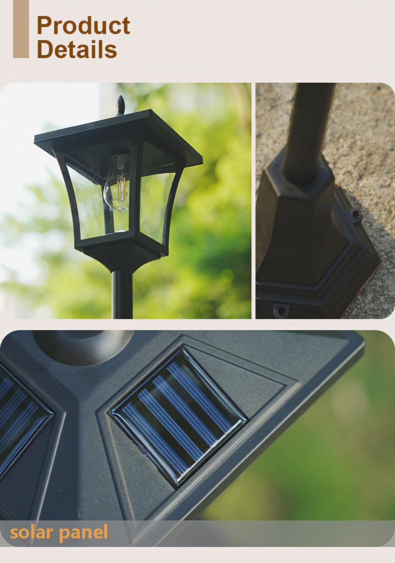 Lampadaire solaire de jardin 210 cm à lanterne classique noire