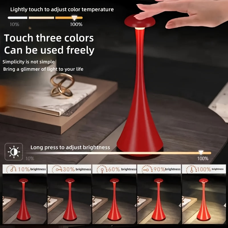 Lampe de table sans fil en trompette de 27 cm, tête champignon