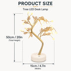 Lampe arbre lumineux à poser, branches dorées et perles LED, 50 cm