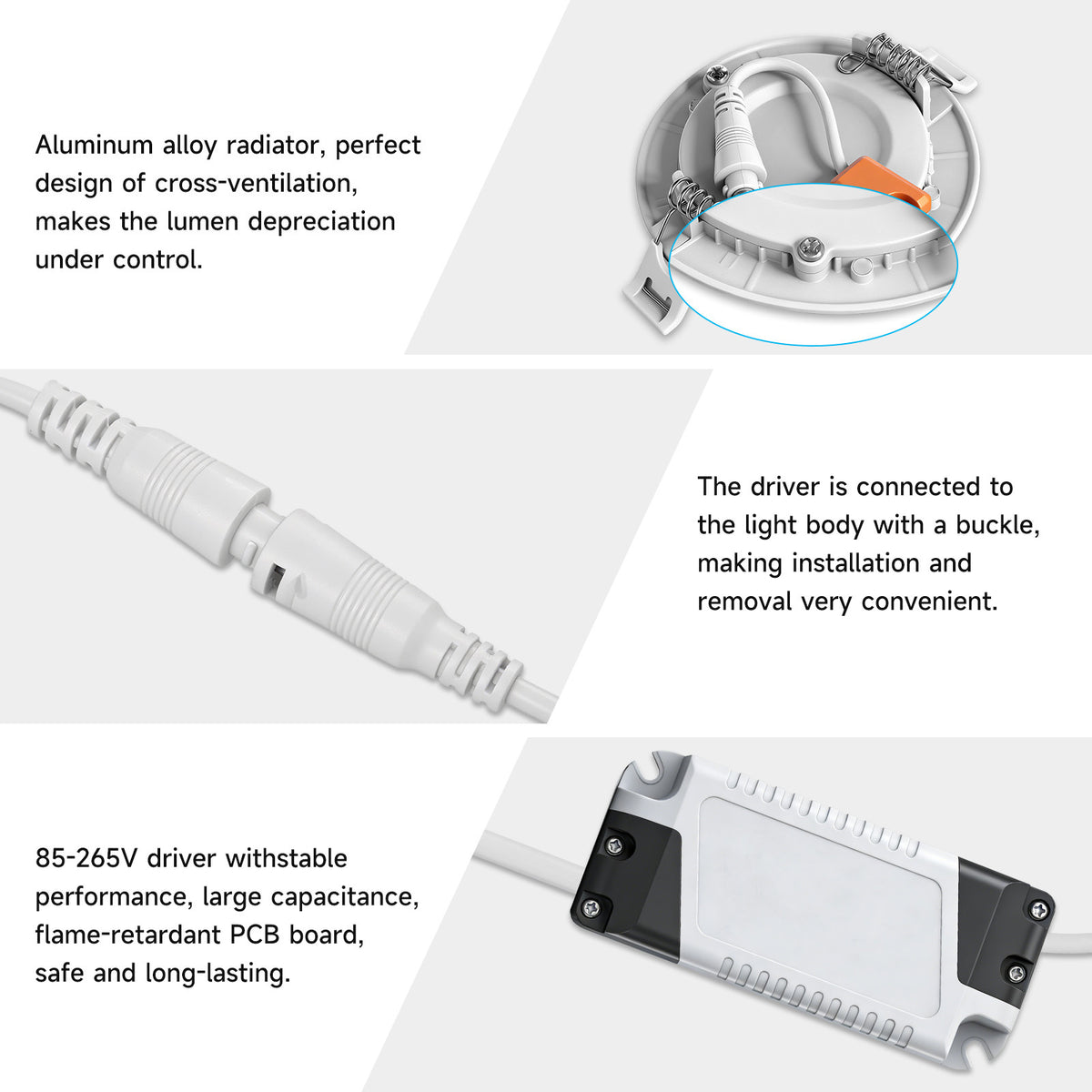 Spot LED encastrable extra-plat 3 W, découpe 7 cm, lot de 6