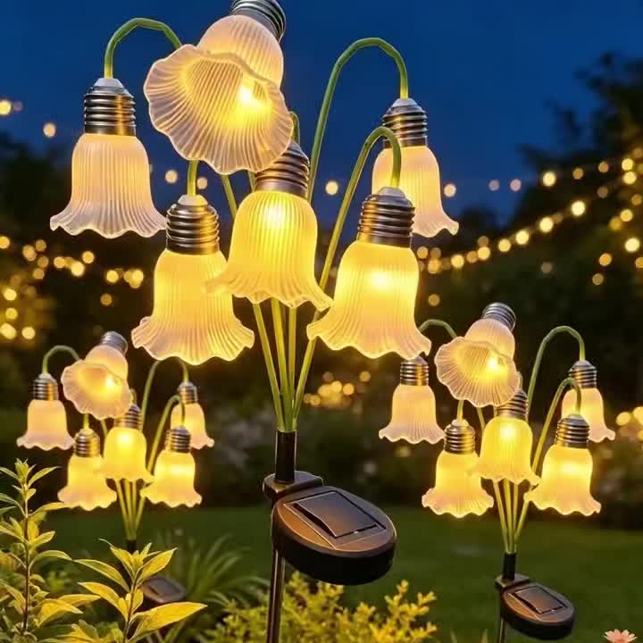 Lampe solaire fleur à clochettes sur piquet de 65 cm, IP44