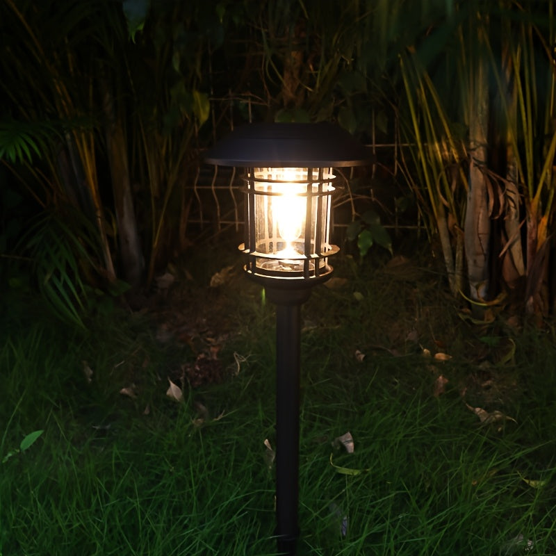 Lanterne solaire de jardin en métal et verre, H 59,5 cm, filament