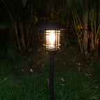 Lanterne solaire de jardin en métal et verre, H 59,5 cm, filament