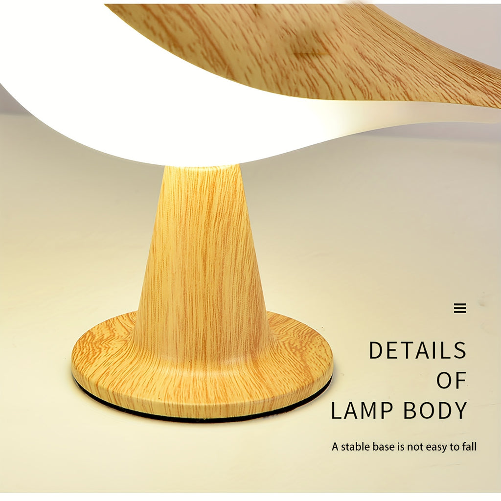 Lampe décorative oiseau effet bois, sans fil et tactile