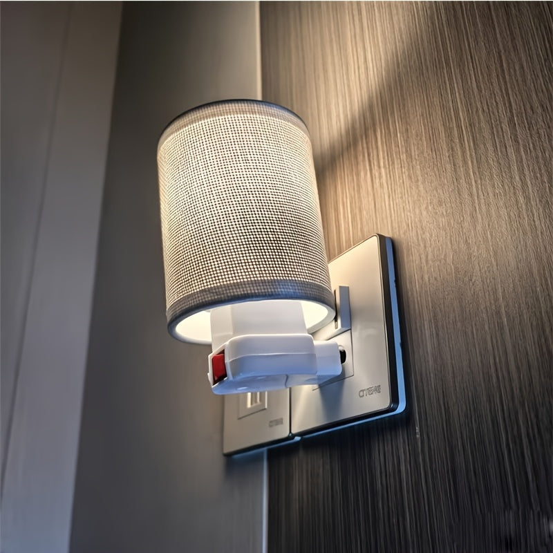 Mini abat-jour cylindre en toile de lin beige pour veilleuse, Ø 8 cm