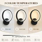 Applique murale anneau LED sans fil, télécommande et minuterie