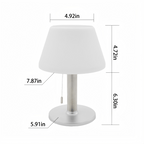 Lampe de table solaire abat-jour blanc et pied argenté, IP44