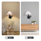 Lot de 2 appliques murales noires à bras pivotant et abat-jour plissé